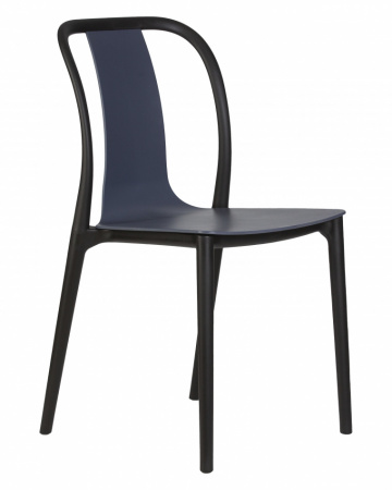 Обеденный стул DOBRIN ADAM, цвет сиденья серо-голубой, цвет основания черный пластик 