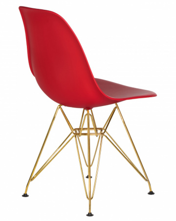 Обеденный стул DOBRIN DSR, ножки золотые, цвет красный пластик (R-02)  