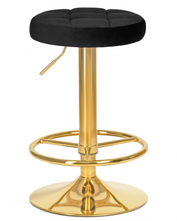 Барный табурет на газлифте DOBRIN BRUNO GOLD, цвет сиденья черный велюр (MJ9-101), цвет основания золотой