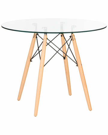 Стол для кухни DOBRIN CHELSEA`90 GLASS LMZL-TD-109-1, ножки светлый бук, столешница стекло