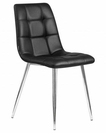 Обеденный стул DOBRIN ALEX, хром ножки, чёрная экокожа (P-01)