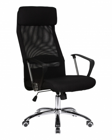 Офисное кресло для персонала DOBRIN PIERCE LMR-119B, черный, основание хромированная сталь