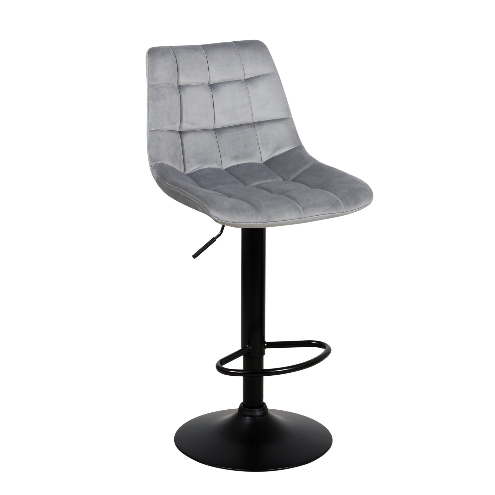 Барный стул на газлифте ЛИОН WX-2821 серый велюр, цвет основания черный