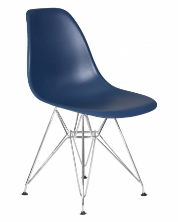 Обеденный стул DOBRIN DSR, ножки хром, цвет тёмно-синий пластик (BE-12)  