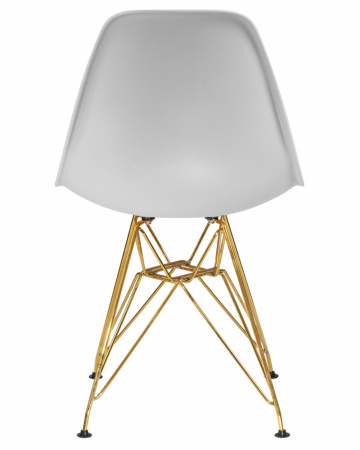 Обеденный стул DOBRIN DSR, ножки золотые, цвет светло-серый пластик (GR-01) 