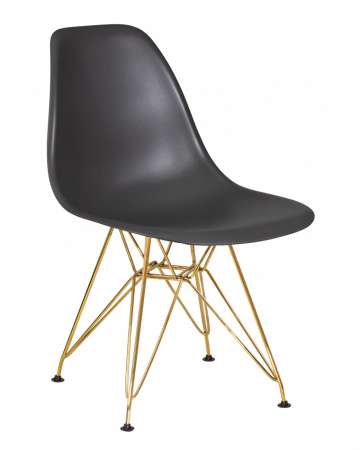 Обеденный стул DOBRIN DSR, ножки золотые, цвет тёмно-серый пластик (GR-04)