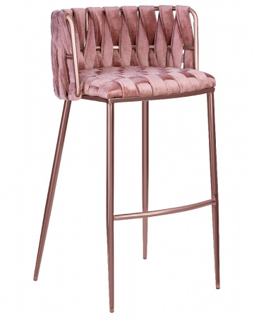 Барный стул DOBRIN EMMA ROSE GOLD, розовый велюр (VF-10)
