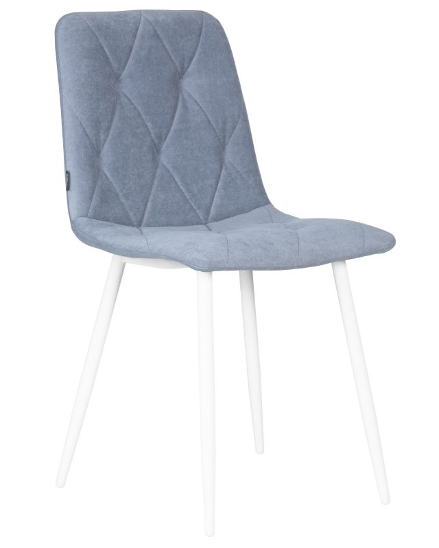 Обеденный стул DOBRIN CHILLY ROMBO, Серо-голубой Simple 26, основание белый