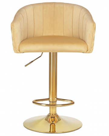 Барный стул на газлифте DOBRIN DARCY GOLD, песочный велюр, цвет основания золотой
