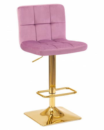 Барный стул на газлифте DOBRIN GOLDIE LM-5016 велюр пудрово-сиреневый, цвет основания золотой