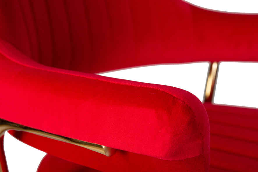 Барный стул на газлифте DOBRIN CHARLY GOLD LM-5019, красный велюр, цвет основания золотой