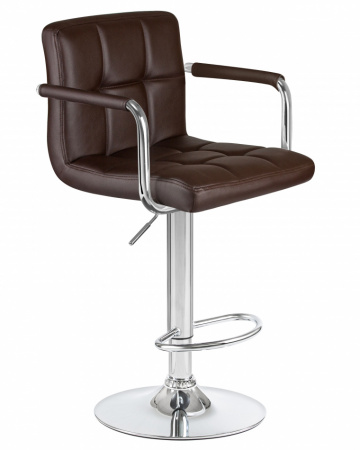 Барный стул на газлифте BN-1013, цвет коричневый, основание хром сталь