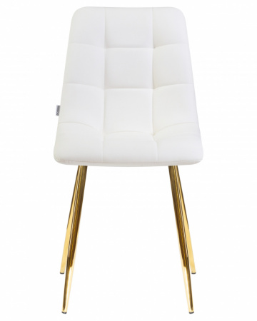 Обеденный стул DOBRIN ALEX, золотые ножки, белая экокожа (P-02)