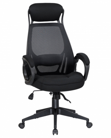 Офисное кресло для руководителей DOBRIN STEVEN BLACK LMR-109BL, чёрный пластик, чёрная ткань