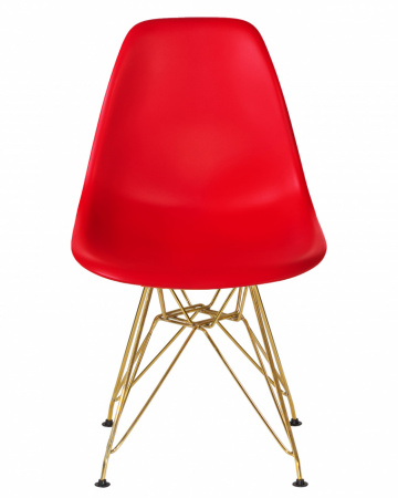 Обеденный стул DOBRIN DSR, ножки золотые, цвет красный пластик (R-02)  