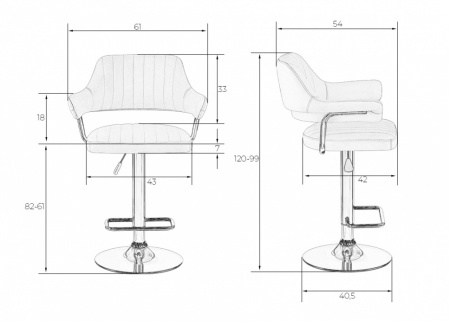Барный стул на газлифте DOBRIN CHARLY LM-5019, цвет серый, основание хром 