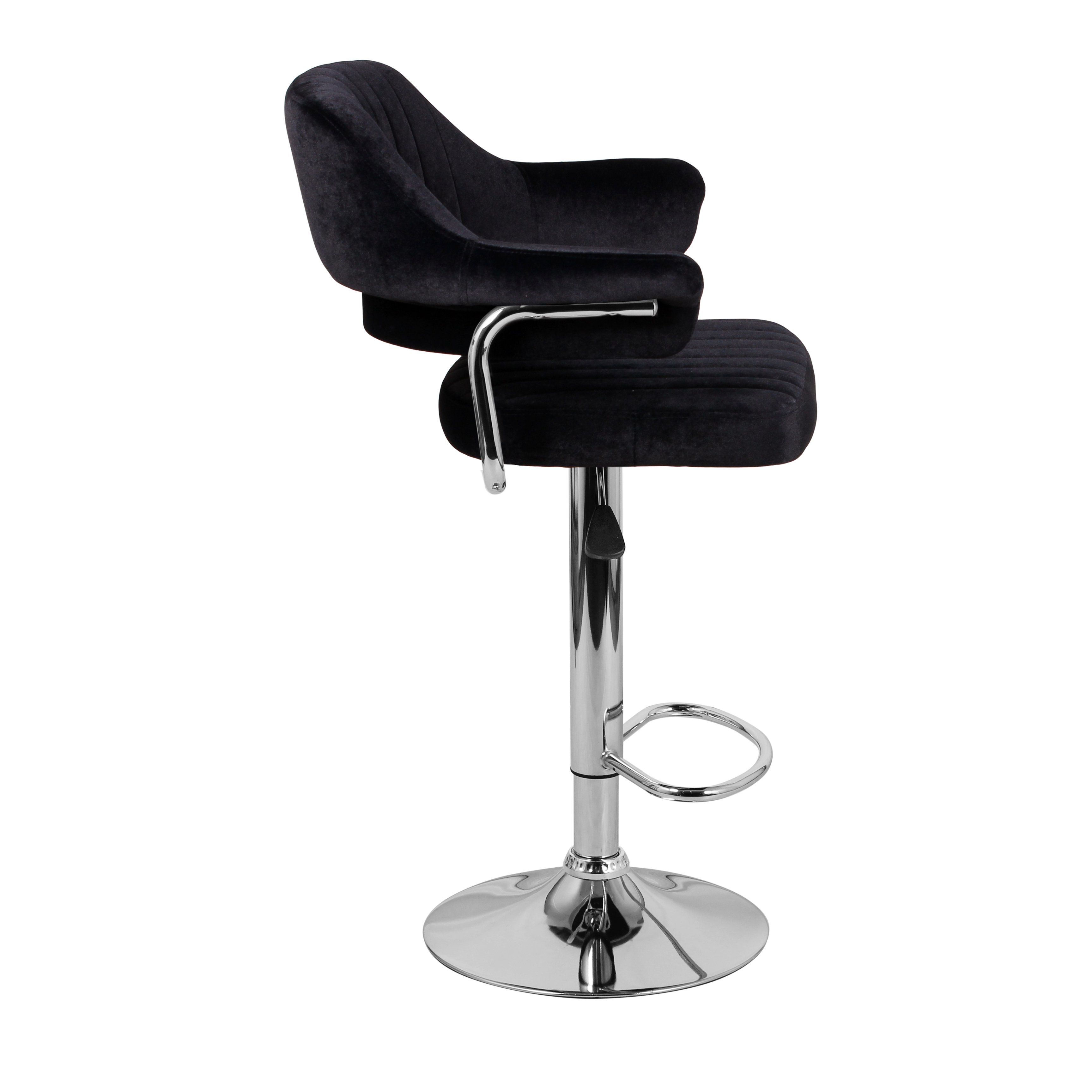 Барный стул на газлифте ЧАРЛИ WX-2915 черный велюр, основание хромированная сталь