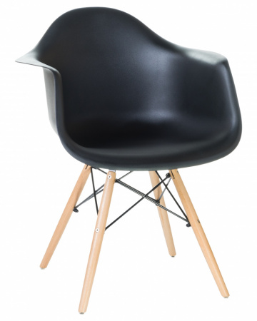 Обеденный стул DOBRIN DAW, ножки светлый бук, цвет сиденья черный пластик