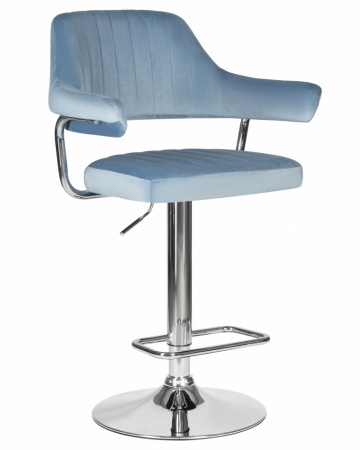 Барный стул на газлифте DOBRIN CHARLY LM-5019, пудрово-голубой велюр (MJ9-74), цвет основания хром сталь