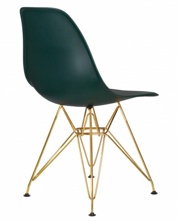 Обеденный стул DOBRIN DSR, ножки золотые, цвет тёмно-зеленый пластик (G-13)  