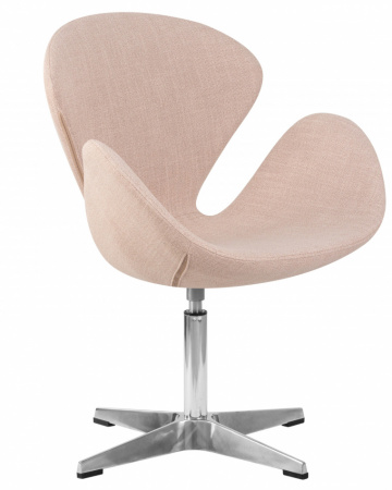 Кресло дизайнерское DOBRIN SWAN LMO-69A, бежевая ткань IF1, алюминиевое основание
