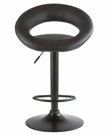 Барный стул на газлифте DOBRIN MIRA BLACK чёрный экокожа, черное основание 
