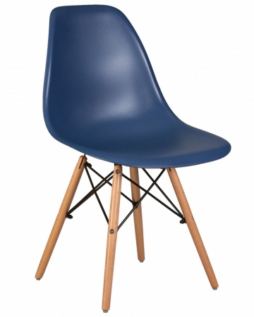 Обеденный стул DOBRIN DSW, ножки светлый бук, цвет тёмно-синий (BE-12) пластик 