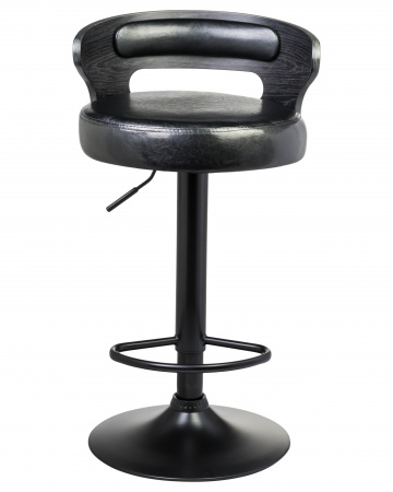 Барный стул на газлифте DOBRIN FRED BLACK LMZ-1018, чёрное дерево, чёрное основание