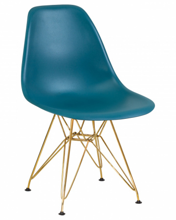 Обеденный стул DOBRIN DSR, ножки золотые, цвет морской волны пластик (G-05)  