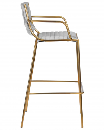 Барный стул DOBRIN MILLER GOLD, cветло-серый велюр, цвет основания золотой