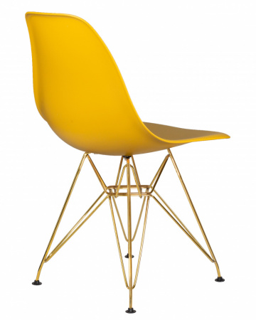 Обеденный стул DOBRIN DSR, ножки золотые, цвет горчичный пластик (Y-03)  