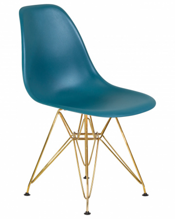 Обеденный стул DOBRIN DSR, ножки золотые, цвет морской волны пластик (G-05)  