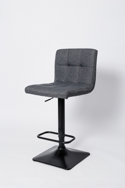Барный стул на газлифте BN-1012 RQ, серая ткань, цвет основания черный