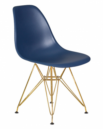 Обеденный стул DOBRIN DSR, ножки золотые, цвет тёмно-синий пластик (BE-12)  