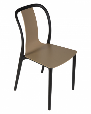 Обеденный стул DOBRIN ADAM, цвет сиденья бежевый, цвет основания черный пластик 