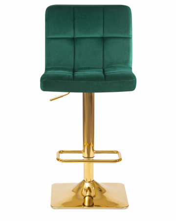 Барный стул на газлифте DOBRIN GOLDIE LM-5016 велюр зеленый, цвет основания золотой