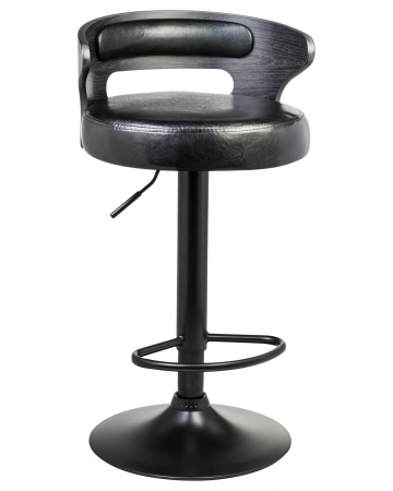 Барный стул на газлифте DOBRIN FRED BLACK LMZ-1018, чёрное дерево, чёрное основание