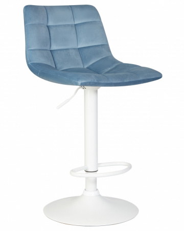 Барный стул на газлифте DOBRIN TAILOR WHITE LM-5017, пудрово-голубой велюр, белое основание