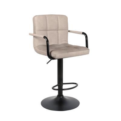 Барный стул на газлифте ПАРКЕР АРМ WX-2319 бежевый велюр, цвет основания черный