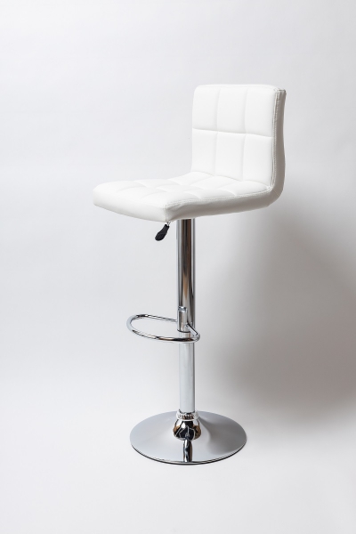Барный стул на газлифте BN 1012 белый экокожа, цвет основания хром