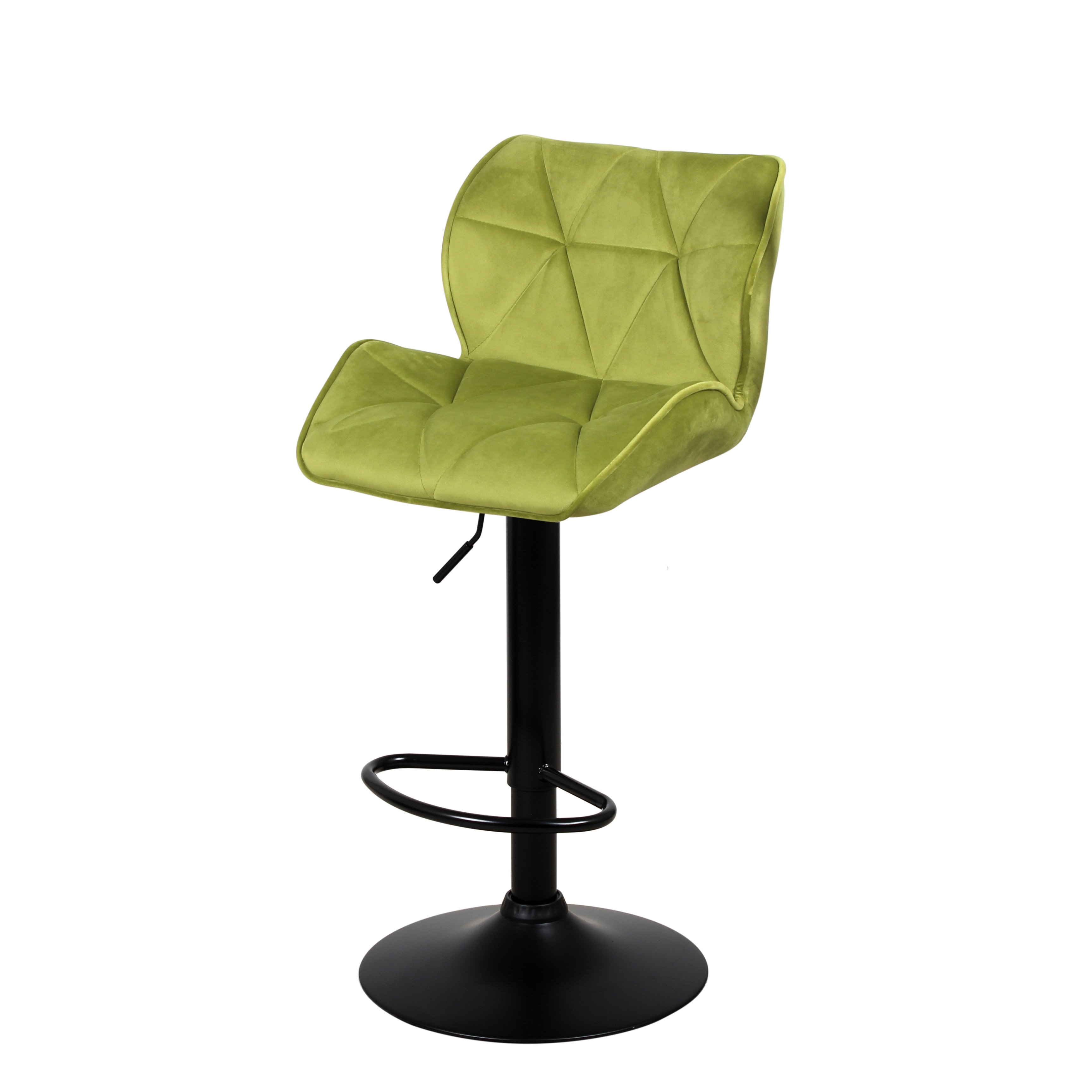 Барный стул на газлифте КРИСТАЛЛ оливковый велюр, цвет основания черный