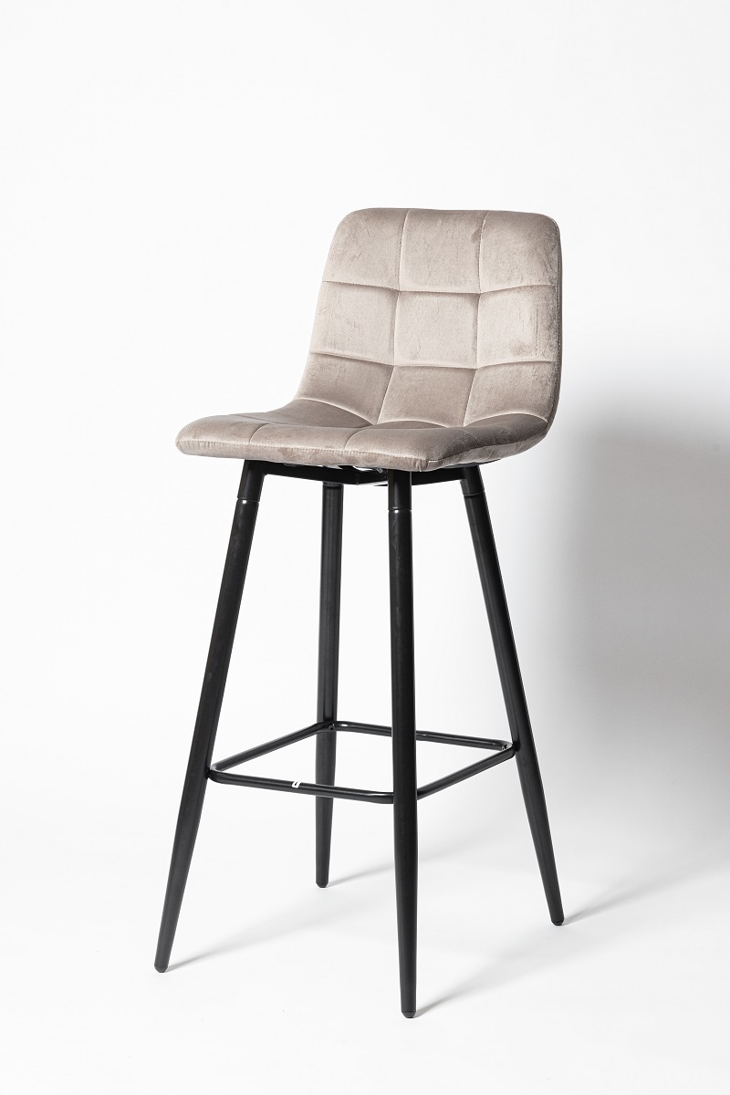 Барный стул на металлических ножках UDC 8078 темно-бежевый вельвет (G062-13)