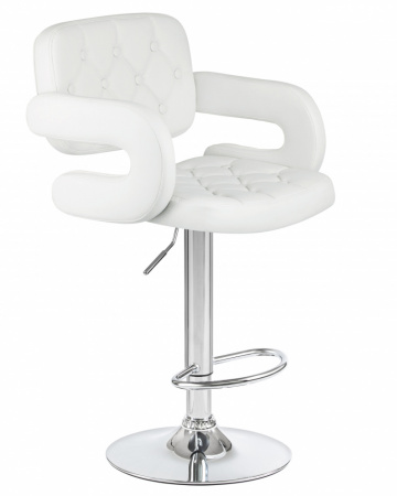 Барный стул на газлифте DOBRIN TIESTO LM-3460, белый экокожа, цвет основания хром 