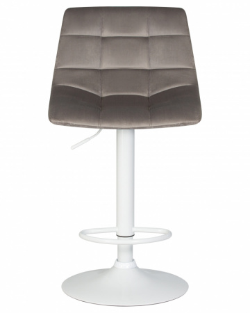 Барный стул на газлифте DOBRIN TAILOR WHITE LM-5017, серый велюр, белое основание