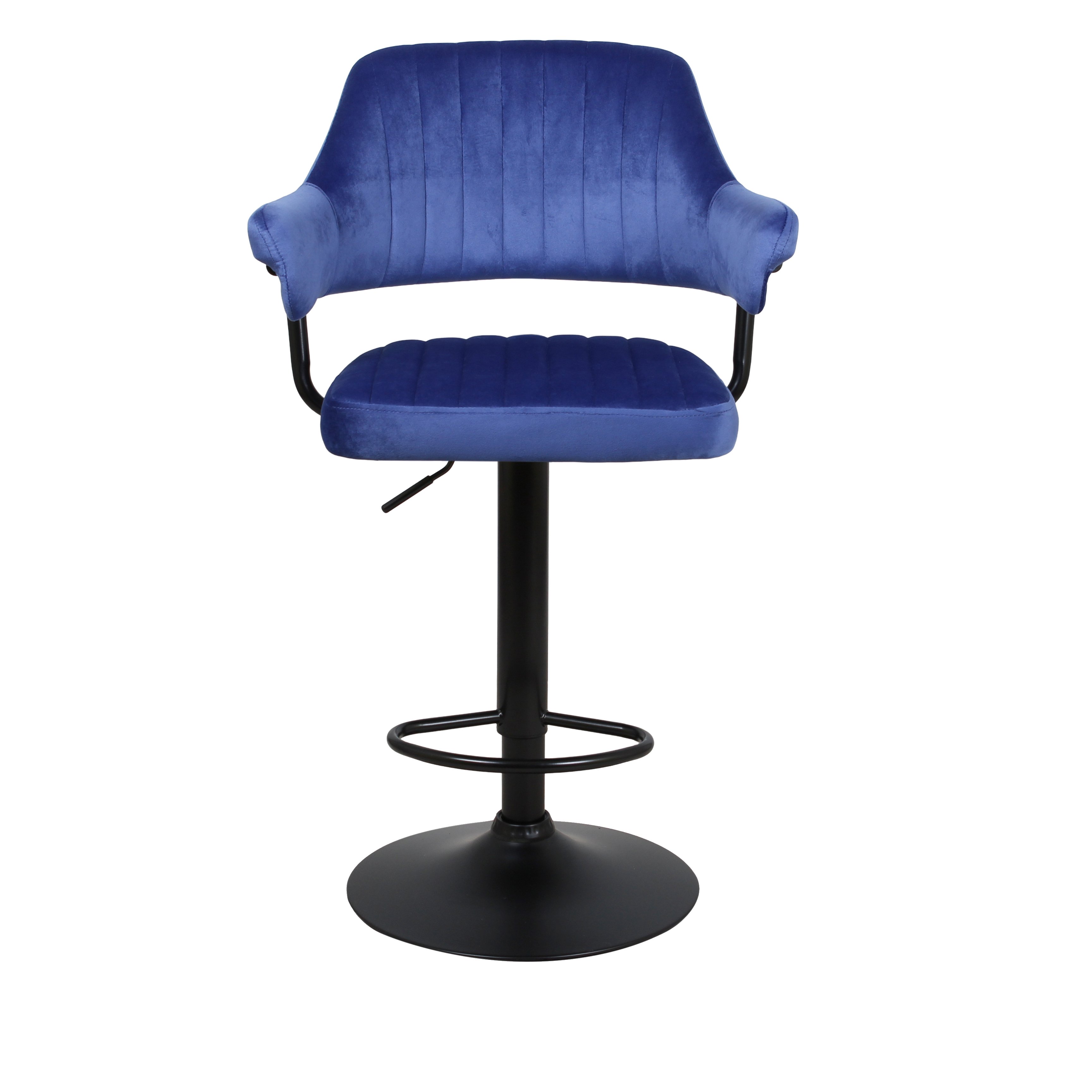 Барный стул на газлифте КАНТРИ WX-2917 синий велюр, цвет основания черный
