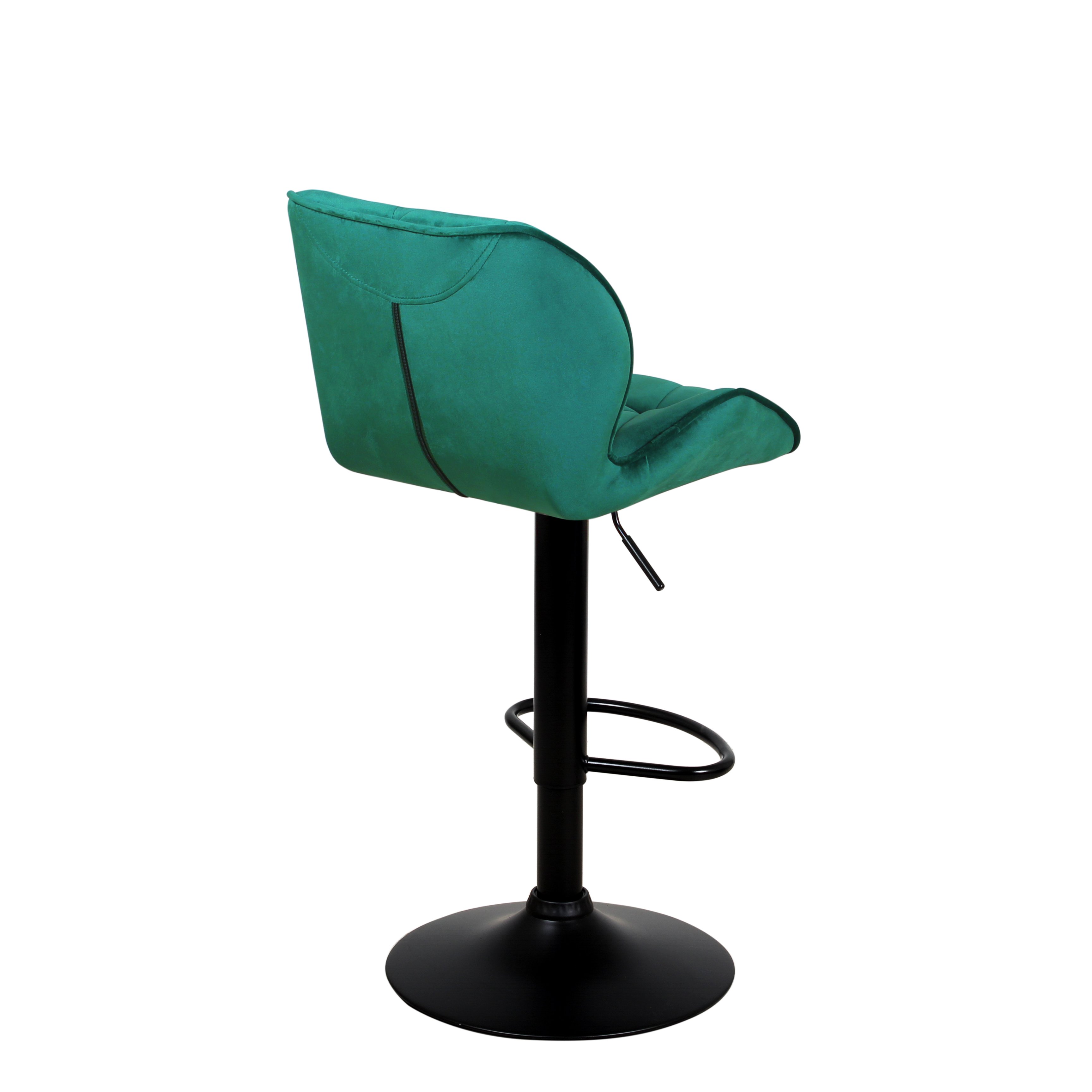 Барный стул на газлифте КРИСТАЛЛ зеленый велюр, цвет основания черный