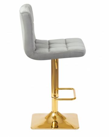 Барный стул на газлифте DOBRIN GOLDIE LM-5016 велюр серый, цвет основания золотой