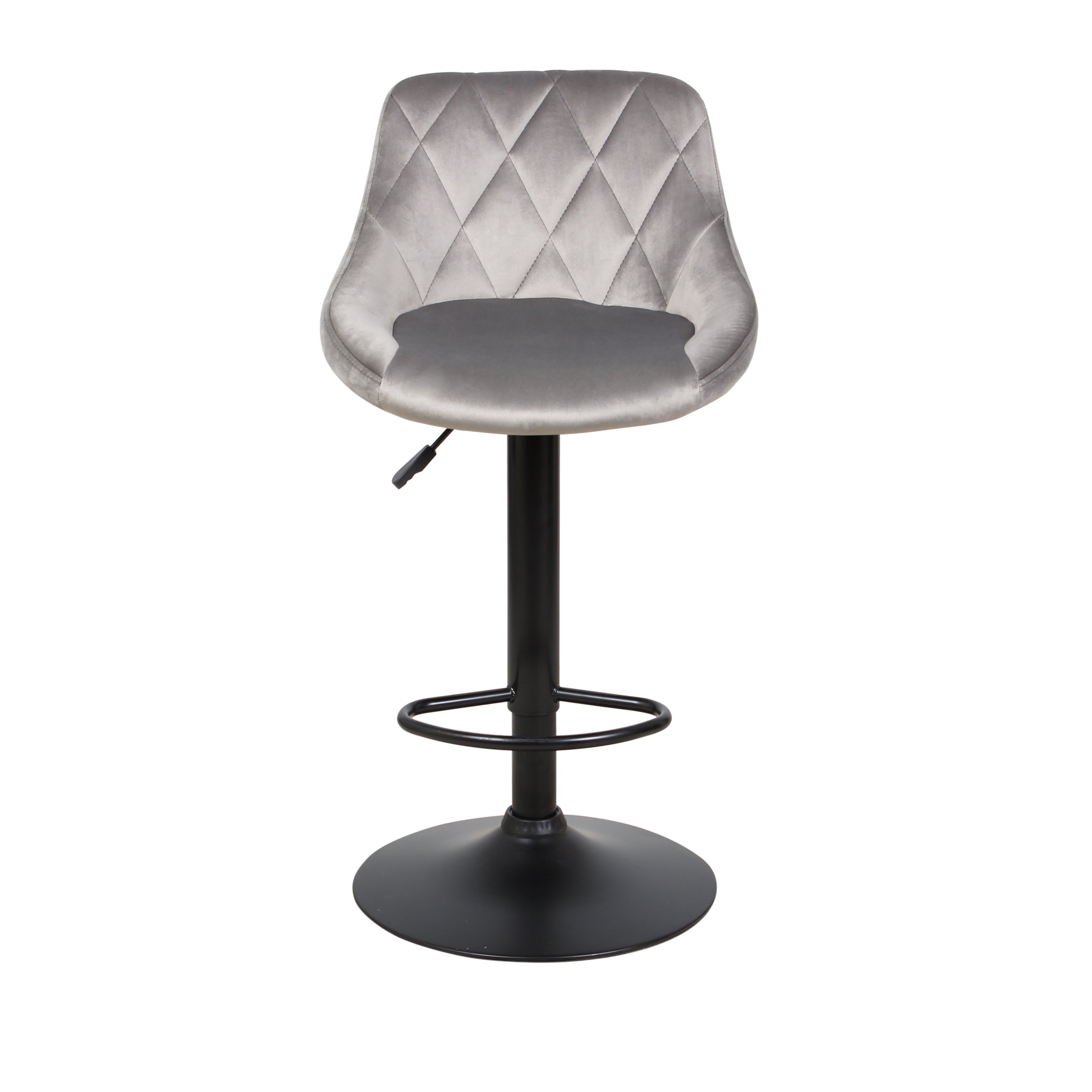 Барный стул на газлифте ПРЕСТИЖ серый велюр, цвет основания черный