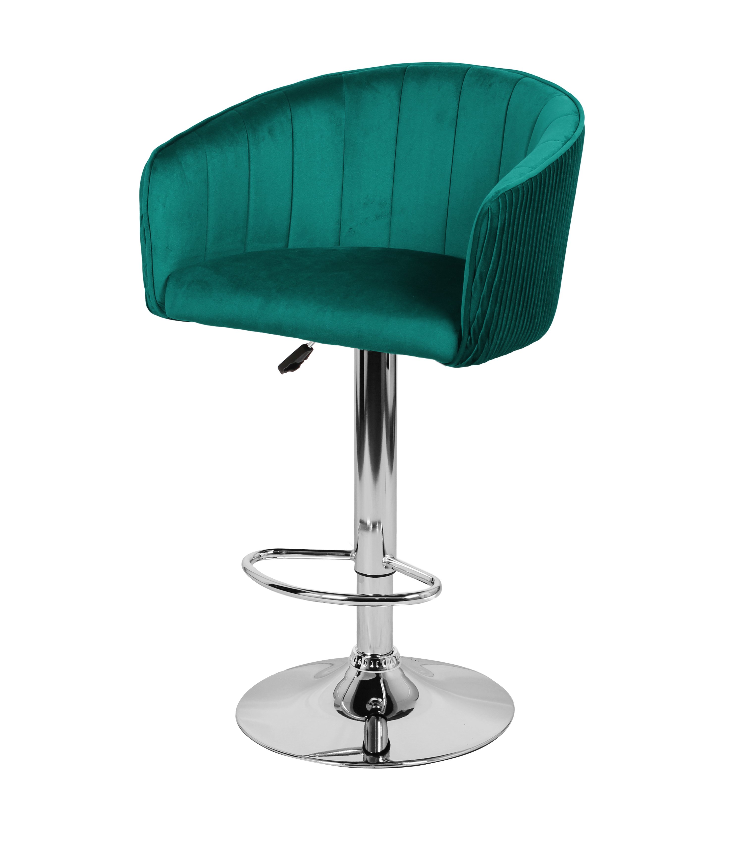 Барный стул на газлифте МАРК зеленый велюр, основание хром