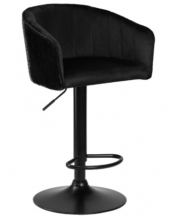Барный стул на газлифте DOBRIN DARCY BLACK SHINY, черный велюр с пайетками, черное основание 